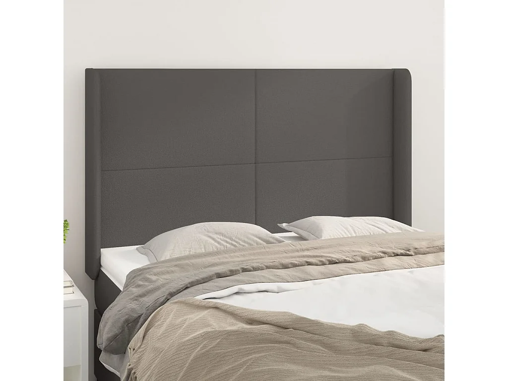 Hoofdbord | Hoofdeinde met randen 147x16x118/128 cm kunstleer grijs