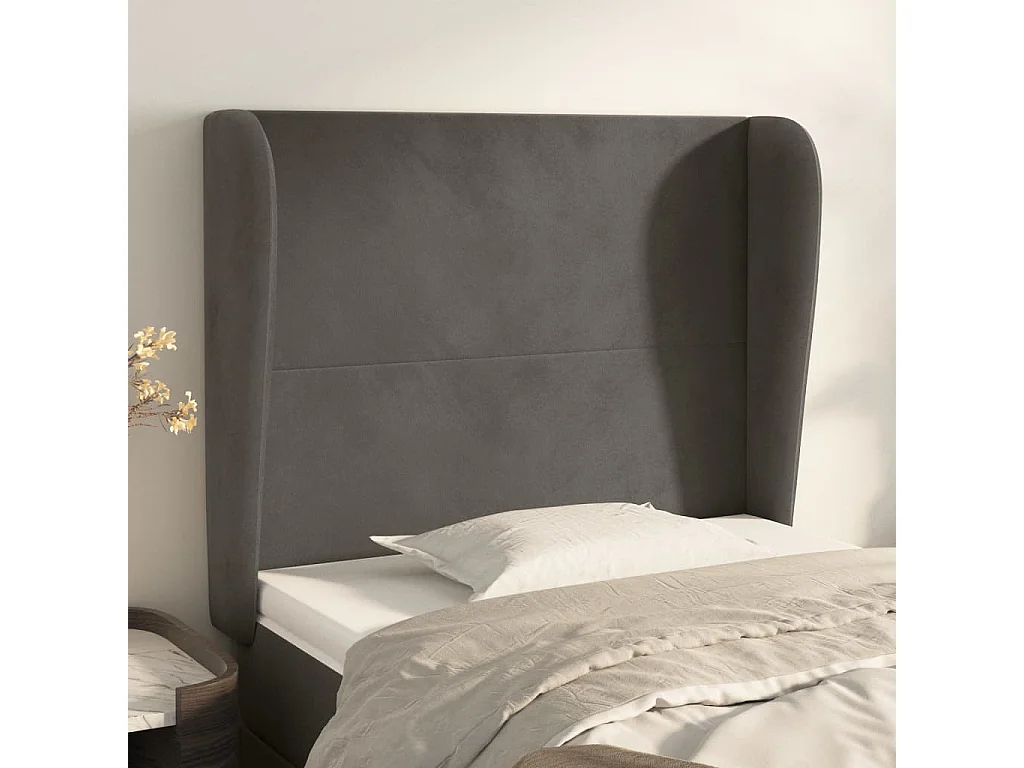 Hoofdbord | Hoofdeinde met randen 93x23x118/128 cm fluweel donkergrijs