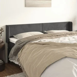Hoofdbord | Hoofdeinde met randen 163x16x78/88 cm fluweel donkergrijs