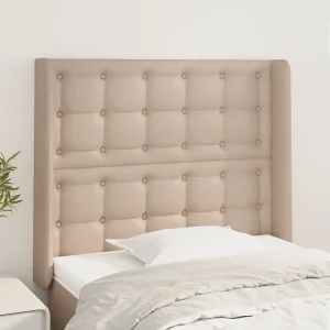 Hoofdbord | Hoofdeinde met randen 103x16x118/128cm kunstleer cappuccinokleur Hoofdbord | Hoofdeinde met randen 103x16x118/128cm kunstleer cappuccinokleur