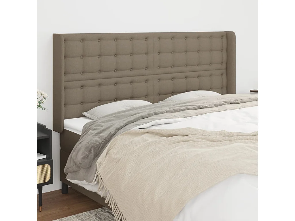 Hoofdbord | Hoofdeinde met randen 183x16x118/128 cm stof taupe