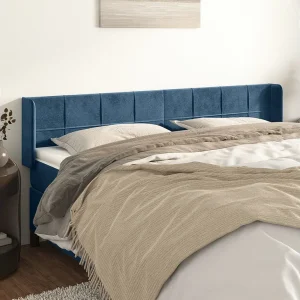 Hoofdbord | Hoofdeinde met randen 203x16x78/88 cm fluweel donkerblauw