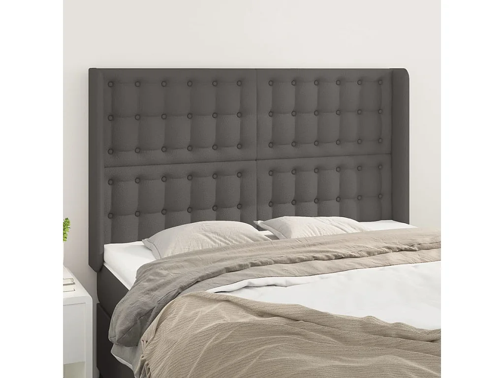 Hoofdbord | Hoofdeinde met randen 147x16x118/128 cm kunstleer grijs