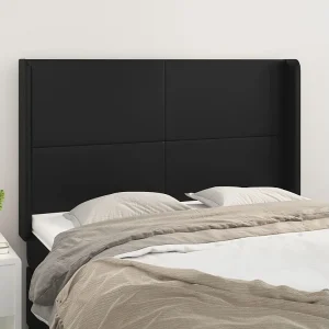 Hoofdbord | Hoofdeinde met randen 147x16x118/128 cm kunstleer zwart Hoofdbord | Hoofdeinde met randen 147x16x118/128 cm kunstleer zwart