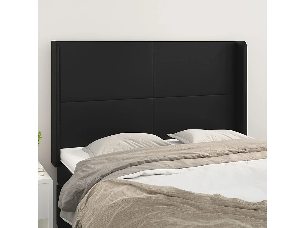 Hoofdbord | Hoofdeinde met randen 147x16x118/128 cm kunstleer zwart
