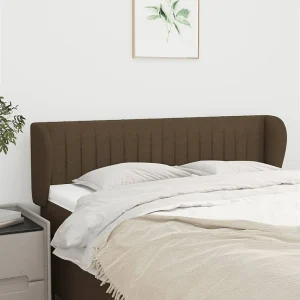 Hoofdbord | Hoofdeinde met randen 147x23x78/88 cm stof donkerbruin