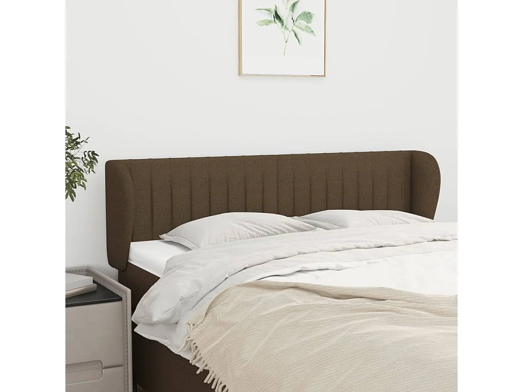 Hoofdbord | Hoofdeinde met randen 147x23x78/88 cm stof donkerbruin