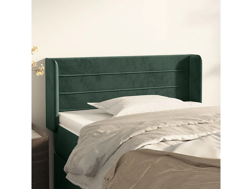 Hoofdbord | Hoofdeinde met randen 103x16x78/88 cm fluweel donkergroen