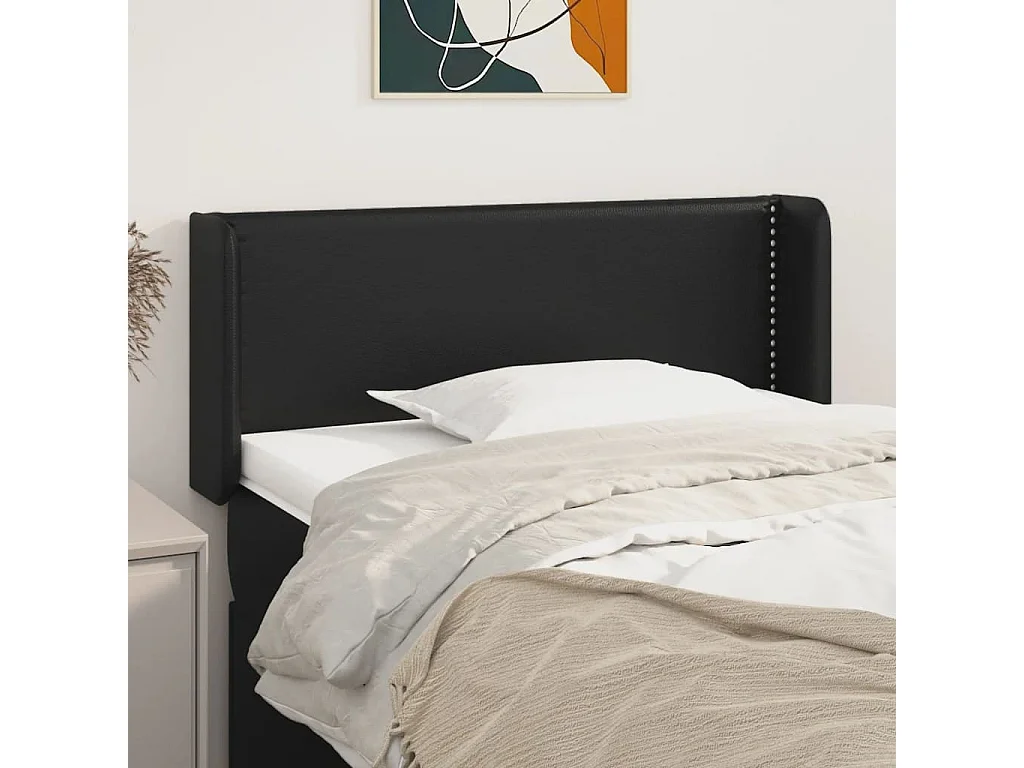 Hoofdbord | Hoofdeinde met randen 93x16x78/88 cm kunstleer zwart