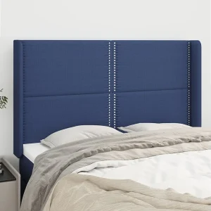 Hoofdbord | Hoofdeinde met randen 147x16x118/128 cm stof blauw Hoofdbord | Hoofdeinde met randen 147x16x118/128 cm stof blauw