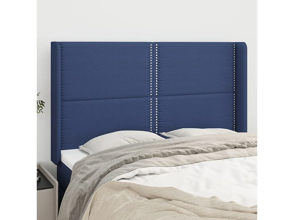 Hoofdbord | Hoofdeinde met randen 147x16x118/128 cm stof blauw