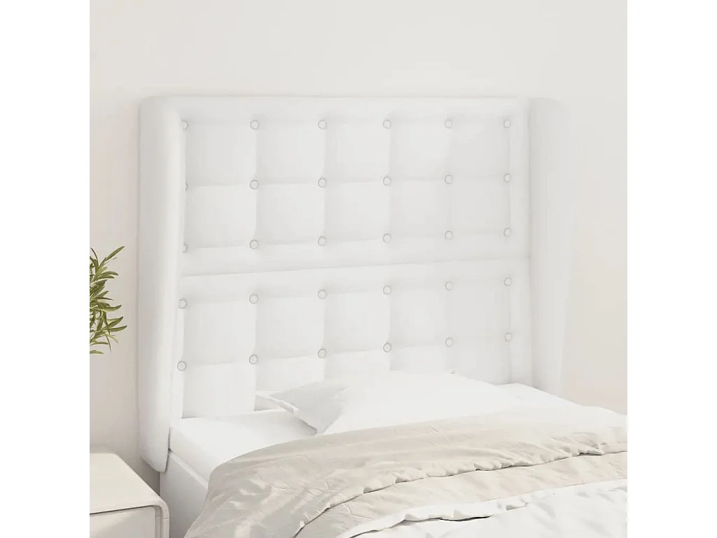 Hoofdbord | Hoofdeinde met randen 93x23x118/128 cm kunstleer wit