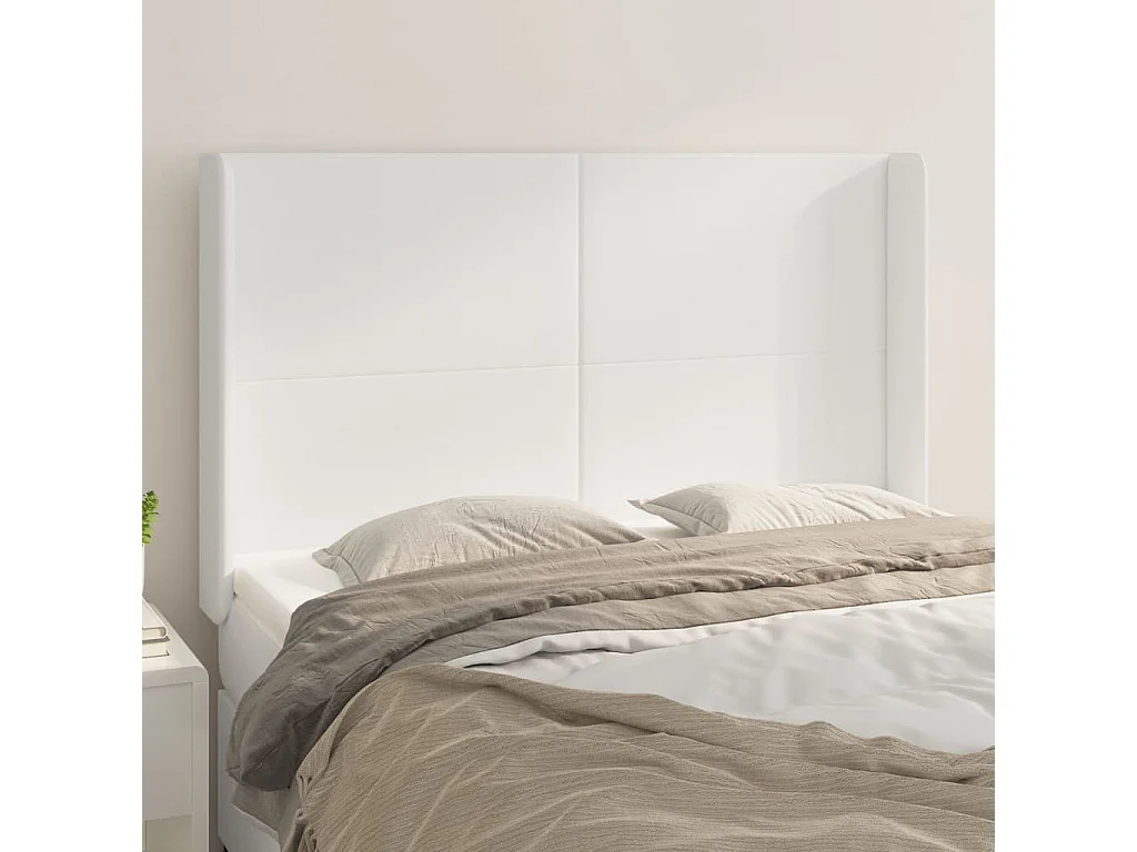 Hoofdbord | Hoofdeinde met randen 147x16x118/128 cm kunstleer wit