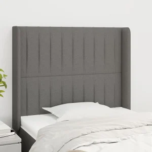 Hoofdbord | Hoofdeinde met randen 103x16x118/128 cm stof donkergrijs