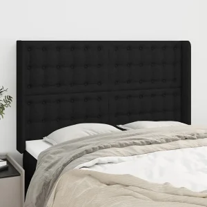 Hoofdbord | Hoofdeinde met randen 147x16x118/128 cm stof zwart