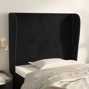Hoofdbord | Hoofdeinde met randen 103x23x118/128 cm fluweel zwart Hoofdbord | Hoofdeinde met randen 103x23x118/128 cm fluweel zwart