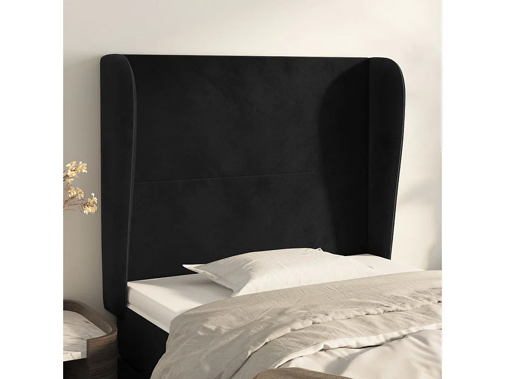 Hoofdbord | Hoofdeinde met randen 103x23x118/128 cm fluweel zwart