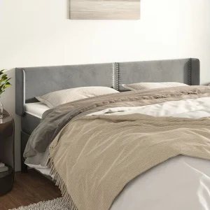 Hoofdbord | Hoofdeinde met randen 203x16x78/88 cm fluweel lichtgrijs