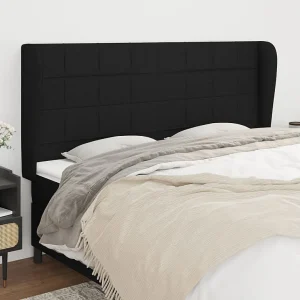 Hoofdbord | Hoofdeinde met randen 163x23x118/128 cm stof zwart