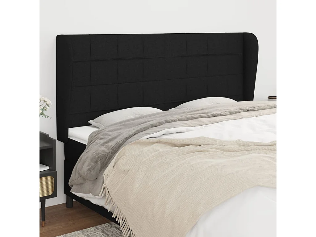 Hoofdbord | Hoofdeinde met randen 163x23x118/128 cm stof zwart