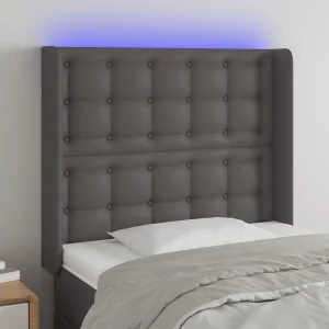 Hoofdbord | Hoofdeinde LED 83x16x118/128 cm kunstleer grijs Hoofdbord | Hoofdeinde LED 83x16x118/128 cm kunstleer grijs
