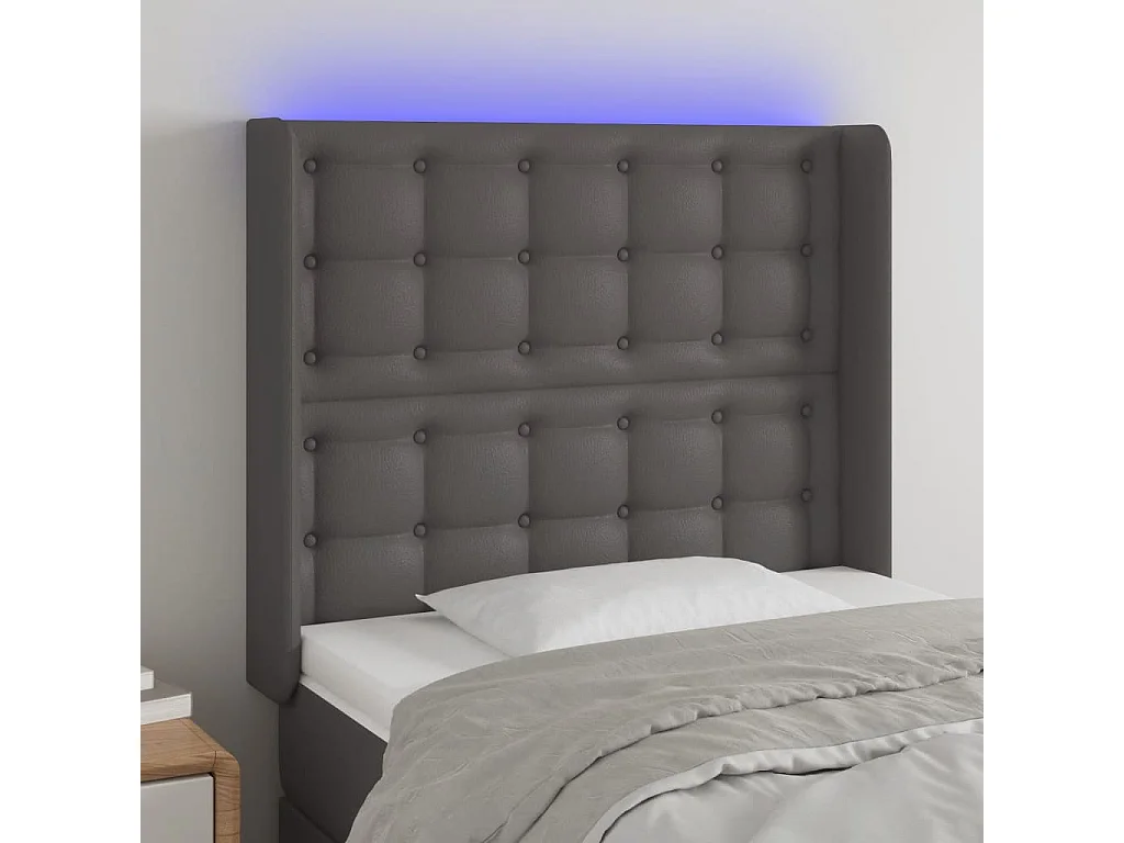 Hoofdbord | Hoofdeinde LED 83x16x118/128 cm kunstleer grijs