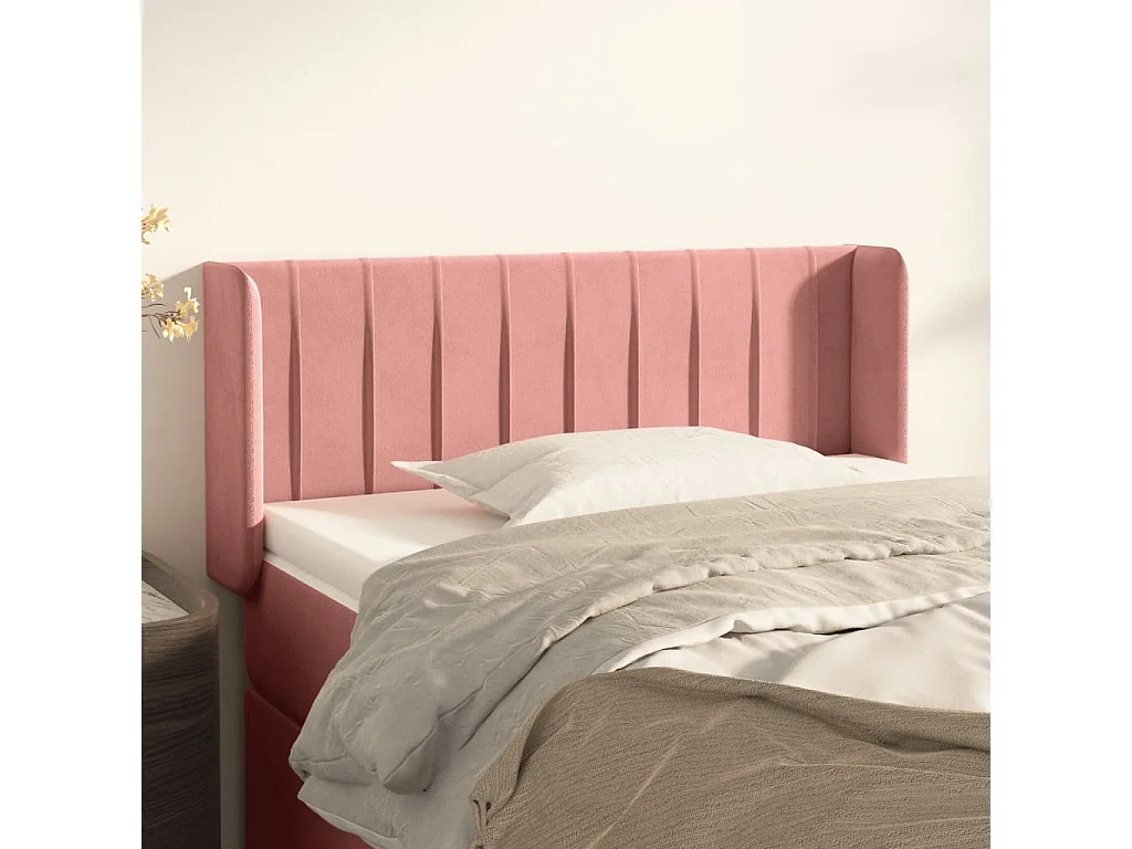 Hoofdbord | Hoofdeinde met randen 103x16x78/88 cm fluweel roze