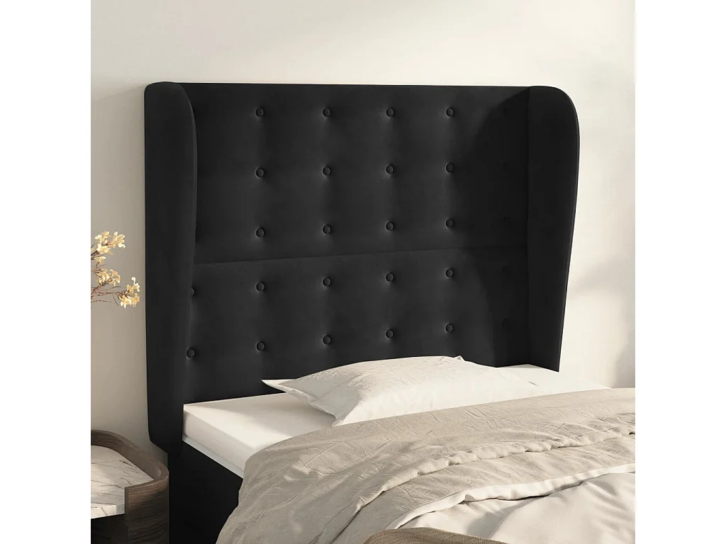 Hoofdbord | Hoofdeinde met randen 103x23x118/128 cm fluweel zwart