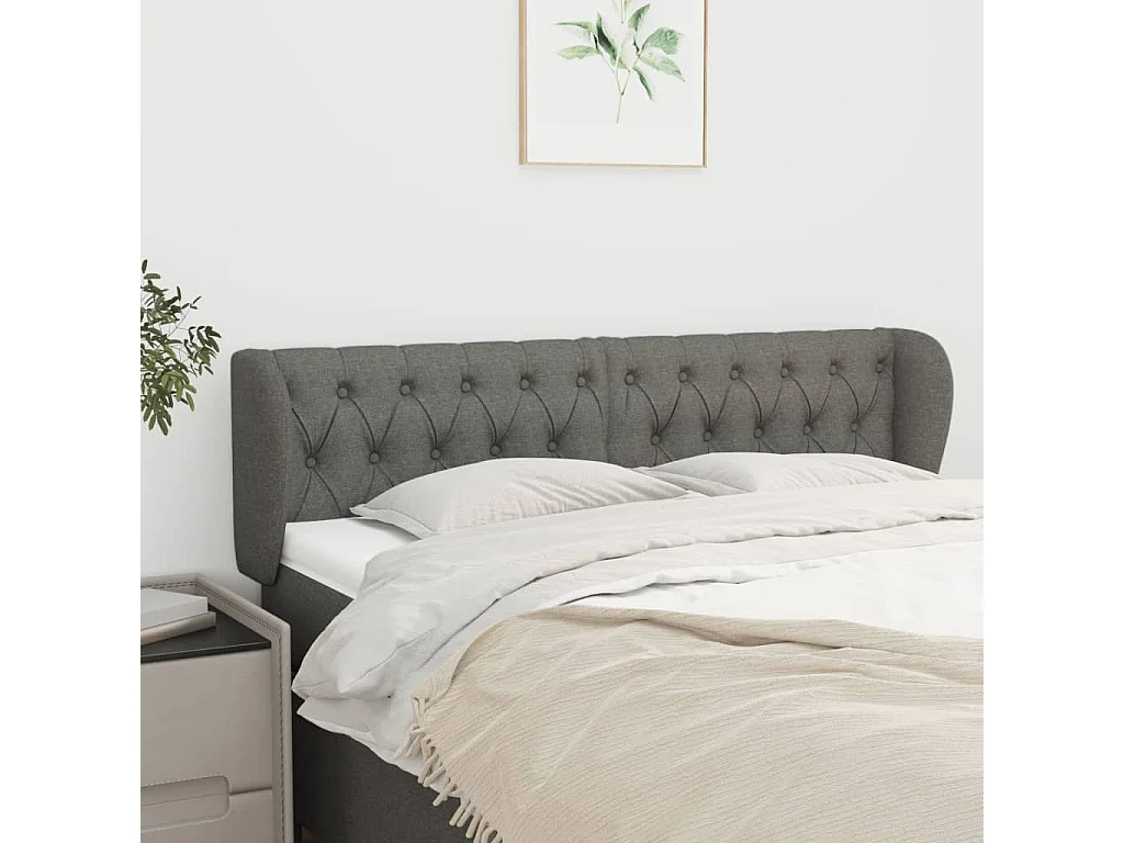 Hoofdbord | Hoofdeinde met randen 163x23x78/88 cm stof donkergrijs