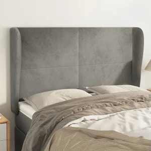 Hoofdbord | Hoofdeinde met randen 147x23x118/128 cm fluweel lichtgrijs Hoofdbord | Hoofdeinde met randen 147x23x118/128 cm fluweel lichtgrijs