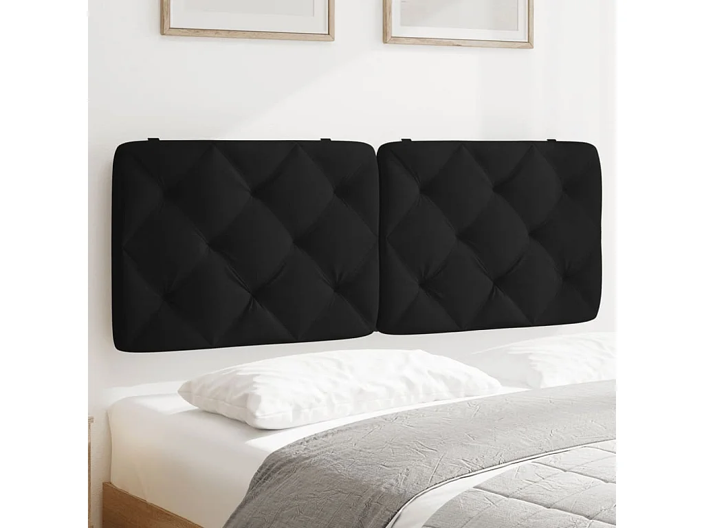 Hoofdbord | Hoofdbordkussen 120 cm fluweel zwart