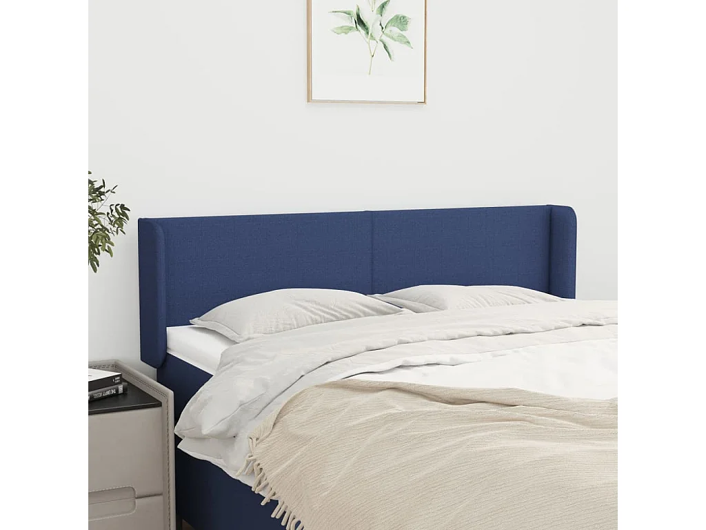 Hoofdbord | Hoofdeinde met randen 147x16x78/88 cm stof blauw