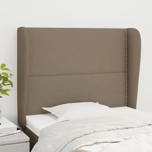 Hoofdbord | Hoofdeinde met randen 103x23x118/128 cm stof taupe Hoofdbord | Hoofdeinde met randen 103x23x118/128 cm stof taupe