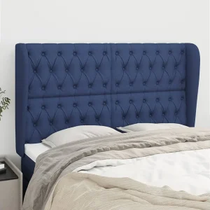 Hoofdbord | Hoofdeinde met randen 163x23x118/128 cm stof blauw