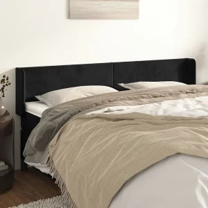Hoofdbord | Hoofdeinde met randen 163x16x78/88 cm fluweel zwart