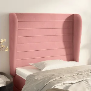 Hoofdbord | Hoofdeinde met randen 103x23x118/128 cm fluweel roze Hoofdbord | Hoofdeinde met randen 103x23x118/128 cm fluweel roze