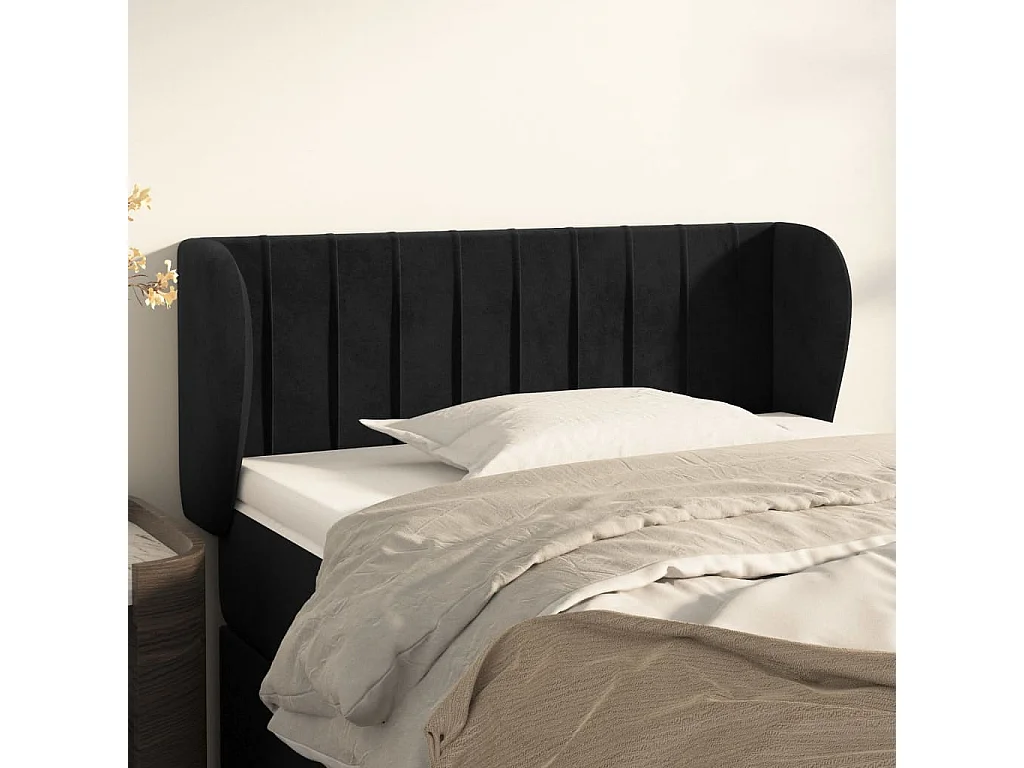 Hoofdbord | Hoofdeinde met randen 103x23x78/88 cm fluweel zwart