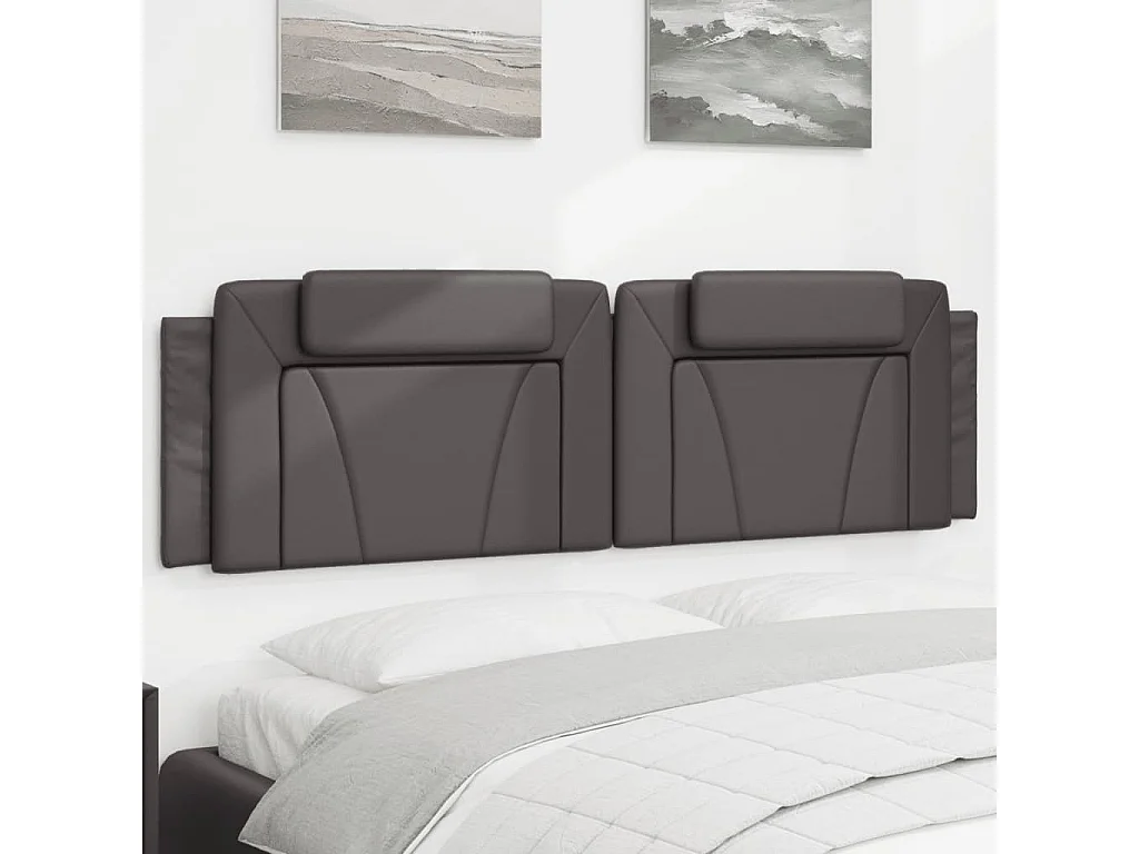 Hoofdbord | Hoofdbordkussen "Viana" 180 cm kunstleer grijs