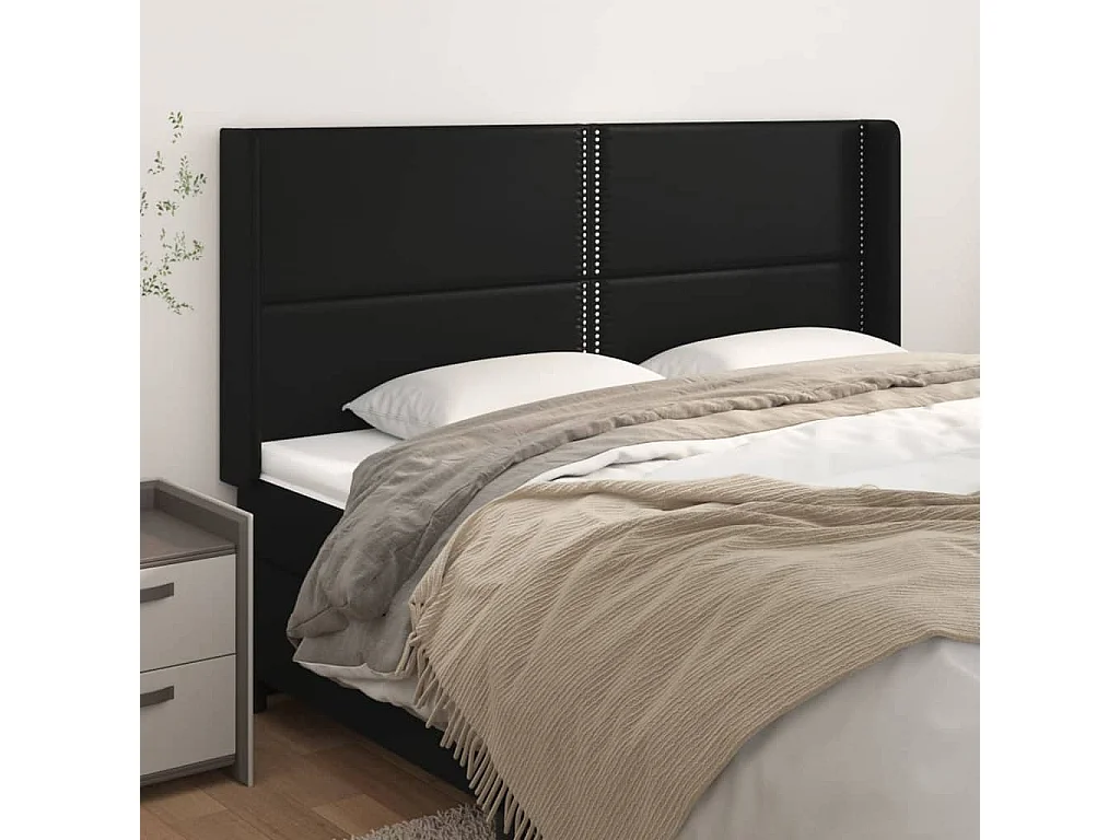 Hoofdbord | Hoofdeinde met randen 183x16x118/128 cm kunstleer zwart