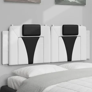Hoofdbord | Hoofdbordkussen "Viana" 140 cm kunstleer wit en zwart Hoofdbord | Hoofdbordkussen "Viana" 140 cm kunstleer wit en zwart
