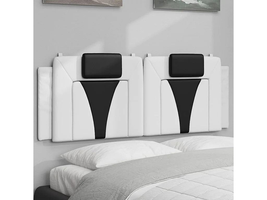 Hoofdbord | Hoofdbordkussen "Viana" 140 cm kunstleer wit en zwart