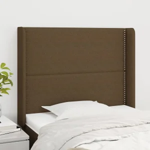 Hoofdbord | Hoofdeinde met randen 103x16x118/128 cm stof donkerbruin