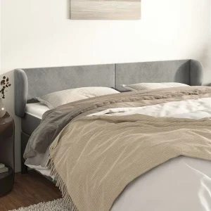 Hoofdbord | Hoofdeinde met randen 183x23x78/88 cm fluweel lichtgrijs