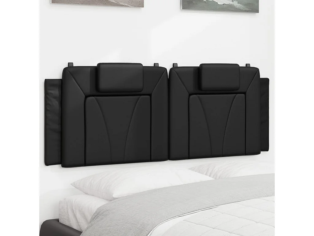 Hoofdbord | Hoofdbordkussen "Viana" 140 cm kunstleer zwart
