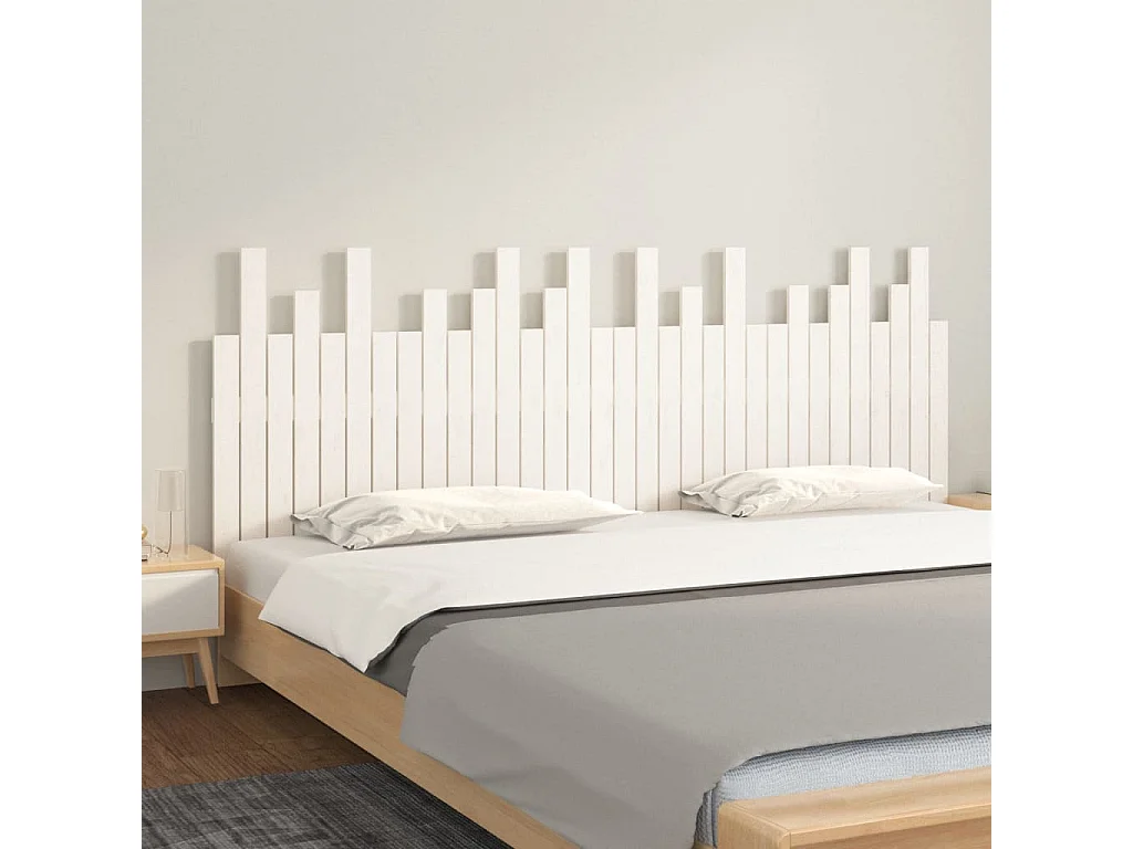 Hoofdbord | Hoofdeinde wandmontage 204x3x80 cm massief grenenhout wit