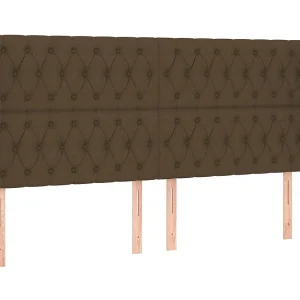 Hoofdbord | Hoofdeinde met randen 183x23x118/128 cm stof donkerbruin