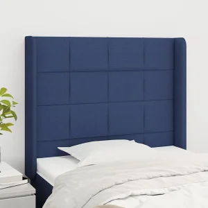 Hoofdbord | Hoofdeinde met randen 103x16x118/128 cm stof blauw Hoofdbord | Hoofdeinde met randen 103x16x118/128 cm stof blauw