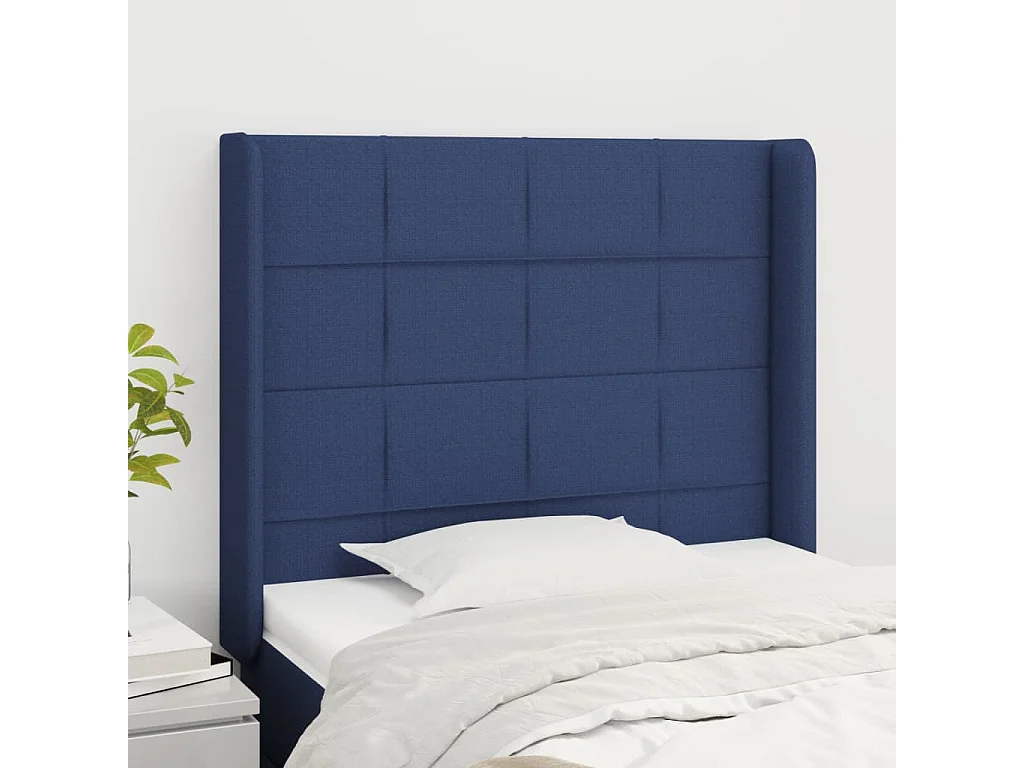 Hoofdbord | Hoofdeinde met randen 103x16x118/128 cm stof blauw