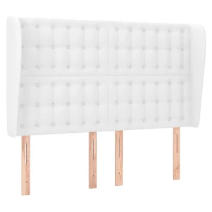 Hoofdbord | Hoofdeinde met randen 147x23x118/128 cm kunstleer wit Hoofdbord | Hoofdeinde met randen 147x23x118/128 cm kunstleer wit