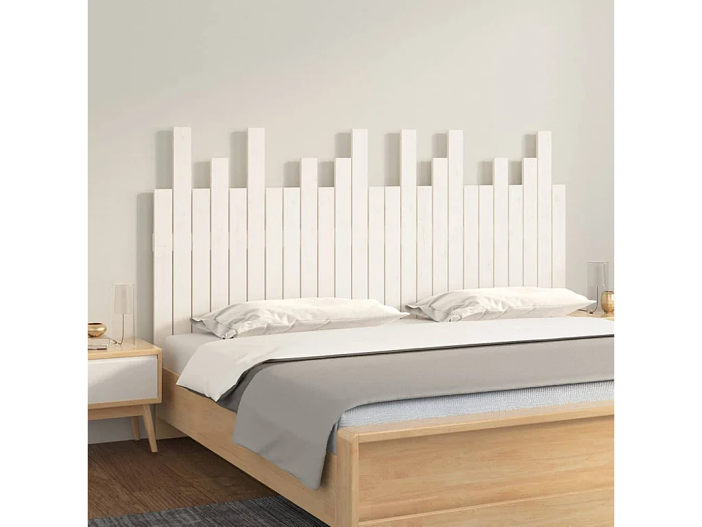 Hoofdbord | Hoofdeinde wandmontage 159,5x3x80 cm massief grenenhout wit